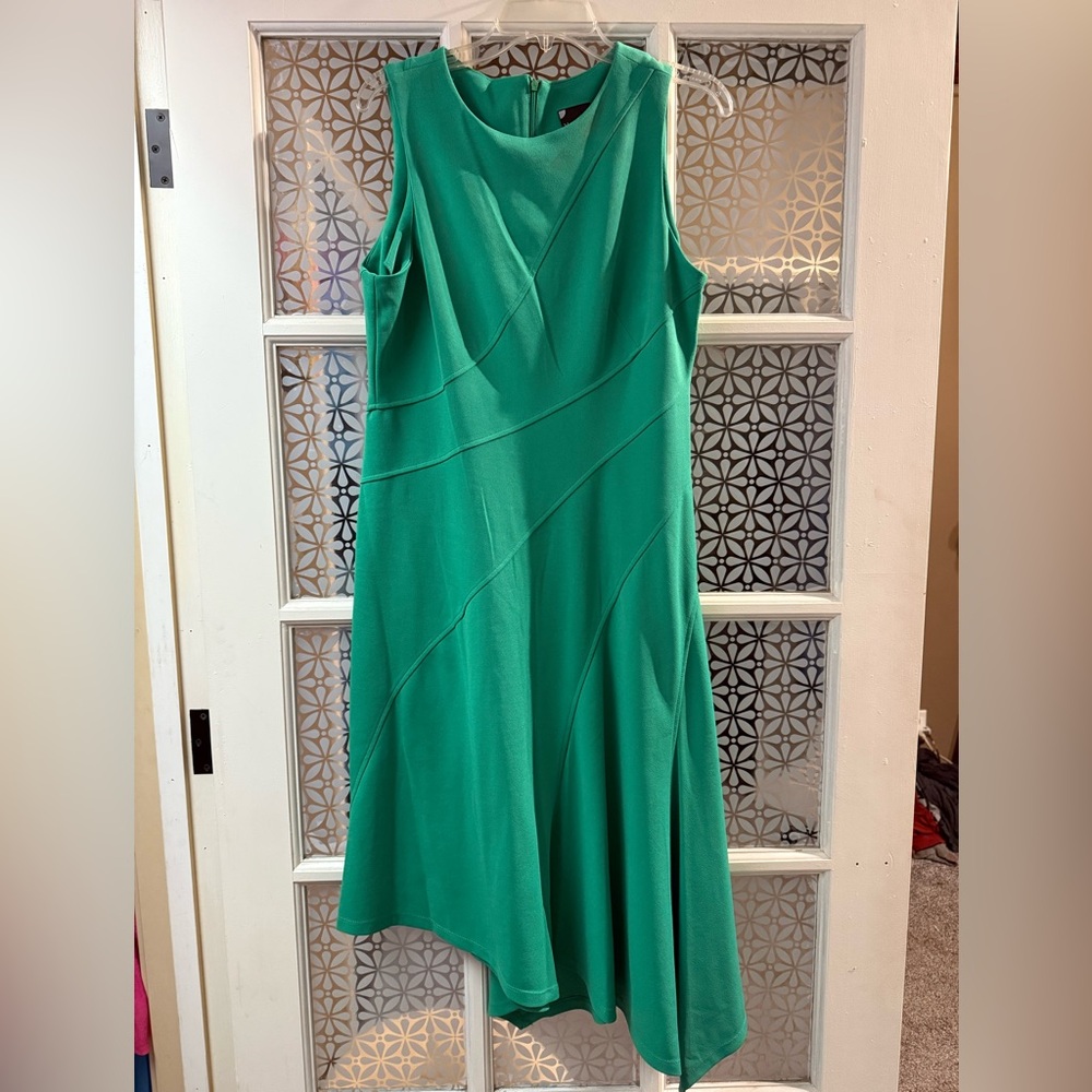 Maison Tara green asymmetrical midi dress NWT